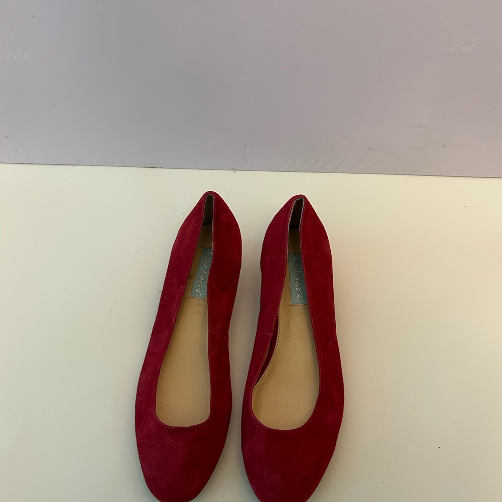 Betsey Johnson Red Velvet Flats Minimalist Slip-On Design